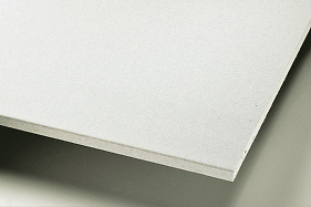 Close-up edge profile of a plasterboard sheet