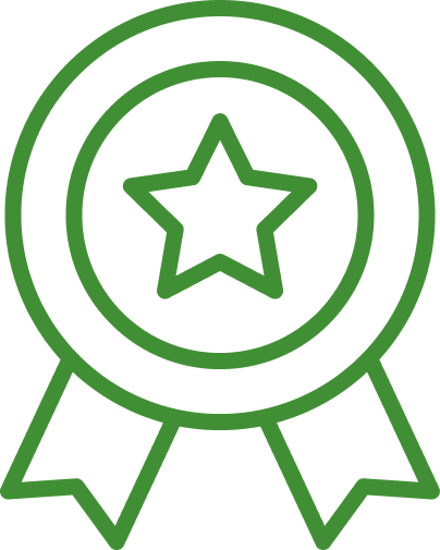 Green award ribbon badge icon with a star